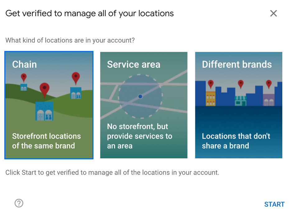 Google Business Profile Örnek Chain Seçeneği Görüntüsü