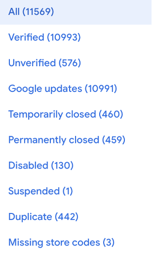 Google Business Profile Statü Menü Görüntüsü